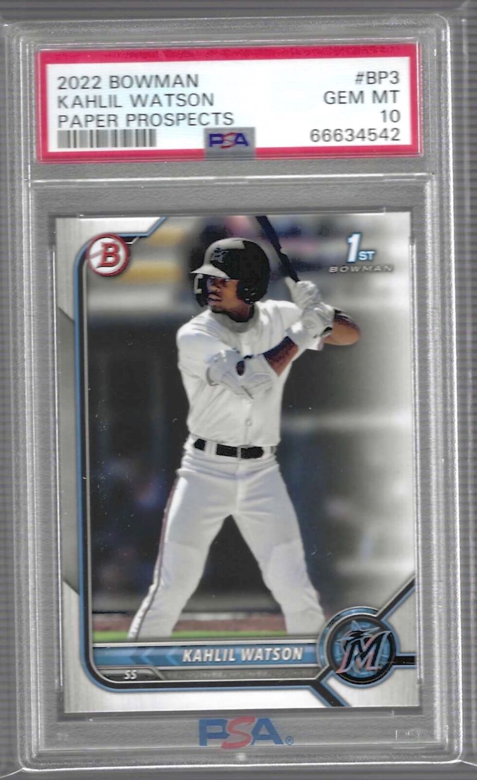 KAHLIL WATSON 2022 BOWMAN PAPER 1ST PROSPECT #BCP-3 PSA 10 GEM MINT