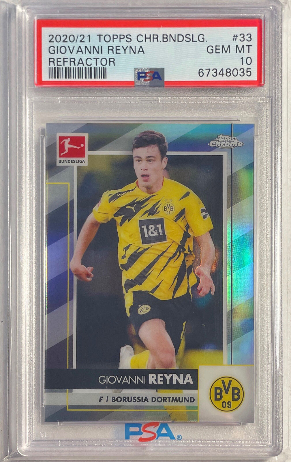 GIOVANNI REYNA 2020-21 TOPPS CHROME BUNDESLIGA REFRACTOR #33 PSA 10 GEM POP 4