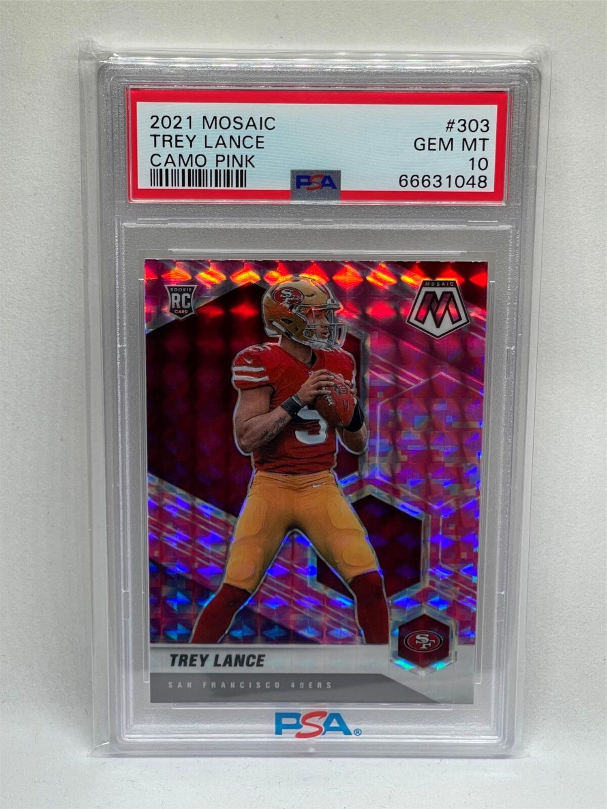 TREY LANCE 2021 PANINI MOSAIC CAMO PINK PRIZM ROOKIE RC #303 PSA 10 GEM MINT
