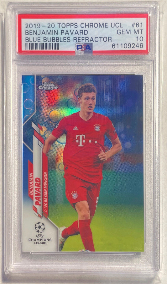 BENJAMIN PAVARD 2019-20 TOPPS CHROME BLUE BUBBLES REFRACTOR RC 61 PSA 10 POP 1/1