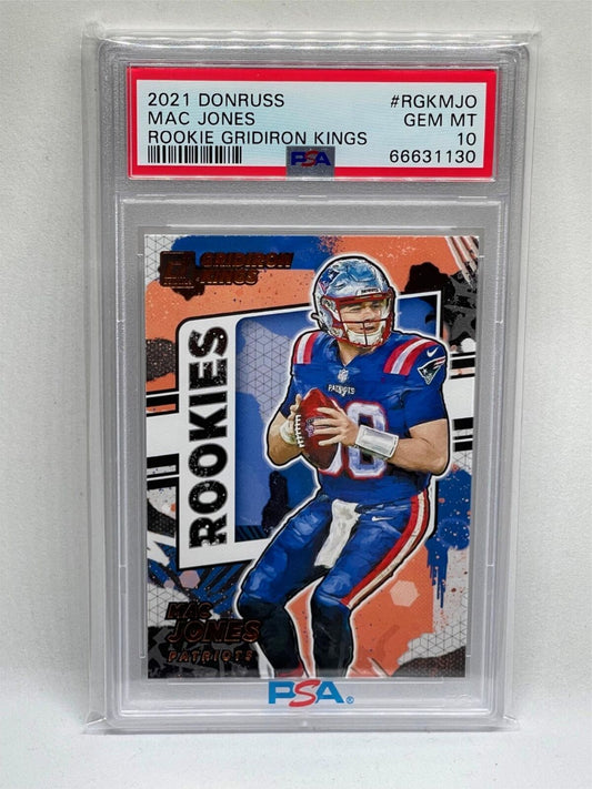 MAC JONES 2021 PANINI DONRUSS ROOKIE GRIDIRON KINGS RC PSA 10 GEM MINT