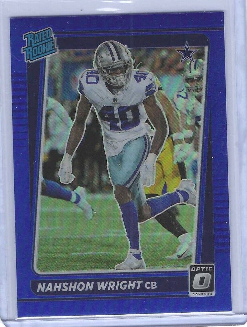 NAHSHON WRIGHT 2021 PANINI DONRUSS OPTIC BLUE HOLO RATED ROOKIE RC #D 104/179
