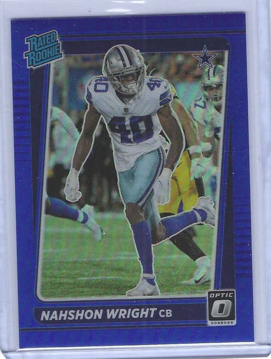 NAHSHON WRIGHT 2021 PANINI DONRUSS OPTIC BLUE HOLO RATED ROOKIE RC #D 104/179