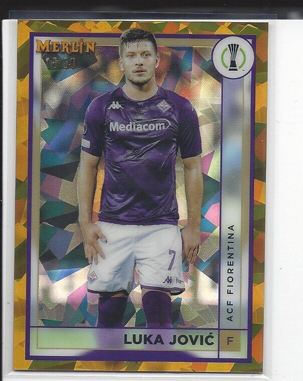LUKA JOVIC 2022-23 TOPPS MERLIN CHROME GOLD ATOMIC ICE REFRACTOR #D 16/50