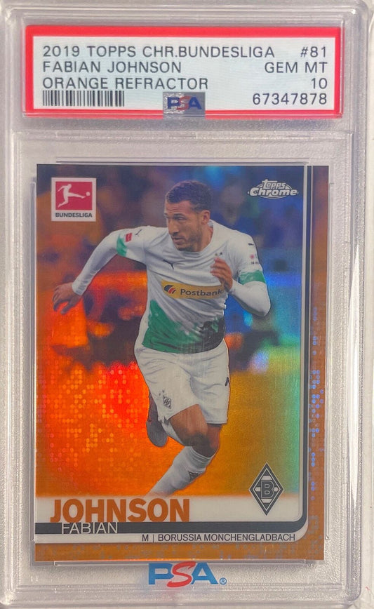 FABIAN JOHNSON 2019 TOPPS CHROME BUNDESLIGA ORANGE REFRACTOR /25 PSA 10 POP 1/1