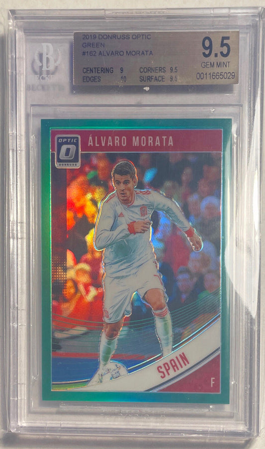 ALVARO MORATA 2019-20 DONRUSS OPTIC GREEN HOLO PRIZM #D 3/5 BGS 9.5 GEM POP 1/1