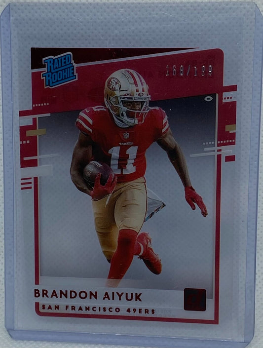 BRANDON AIYUK 2020 PANINI CHRONICLES DONRUSS RATED ROOKIE CLEARLY RED RC #D /199