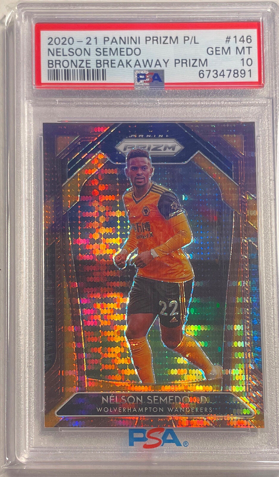 NELSON SEMEDO 2020-21 PANINI PRIZM EPL BRONZE BREAKAWAY #D 17/25 PSA 10 POP 1/1