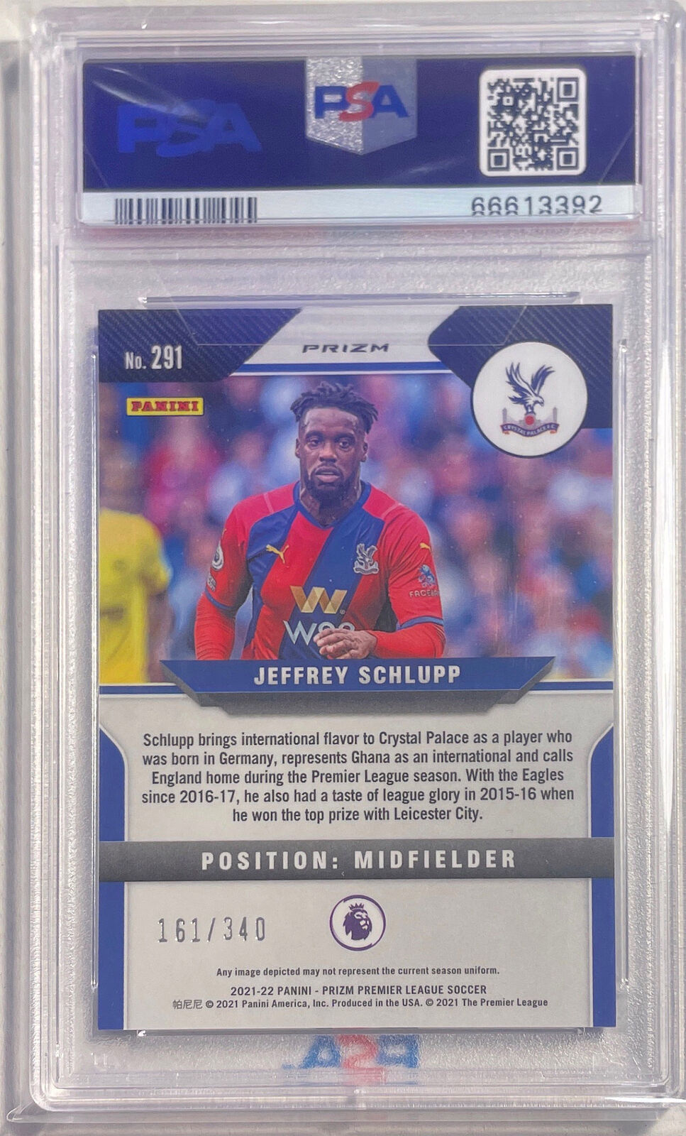 JEFFREY SCHLUPP 2021-22 PANINI PRIZM EPL BLUE #D 161/340 PSA 10 GEM MINT POP 1/1