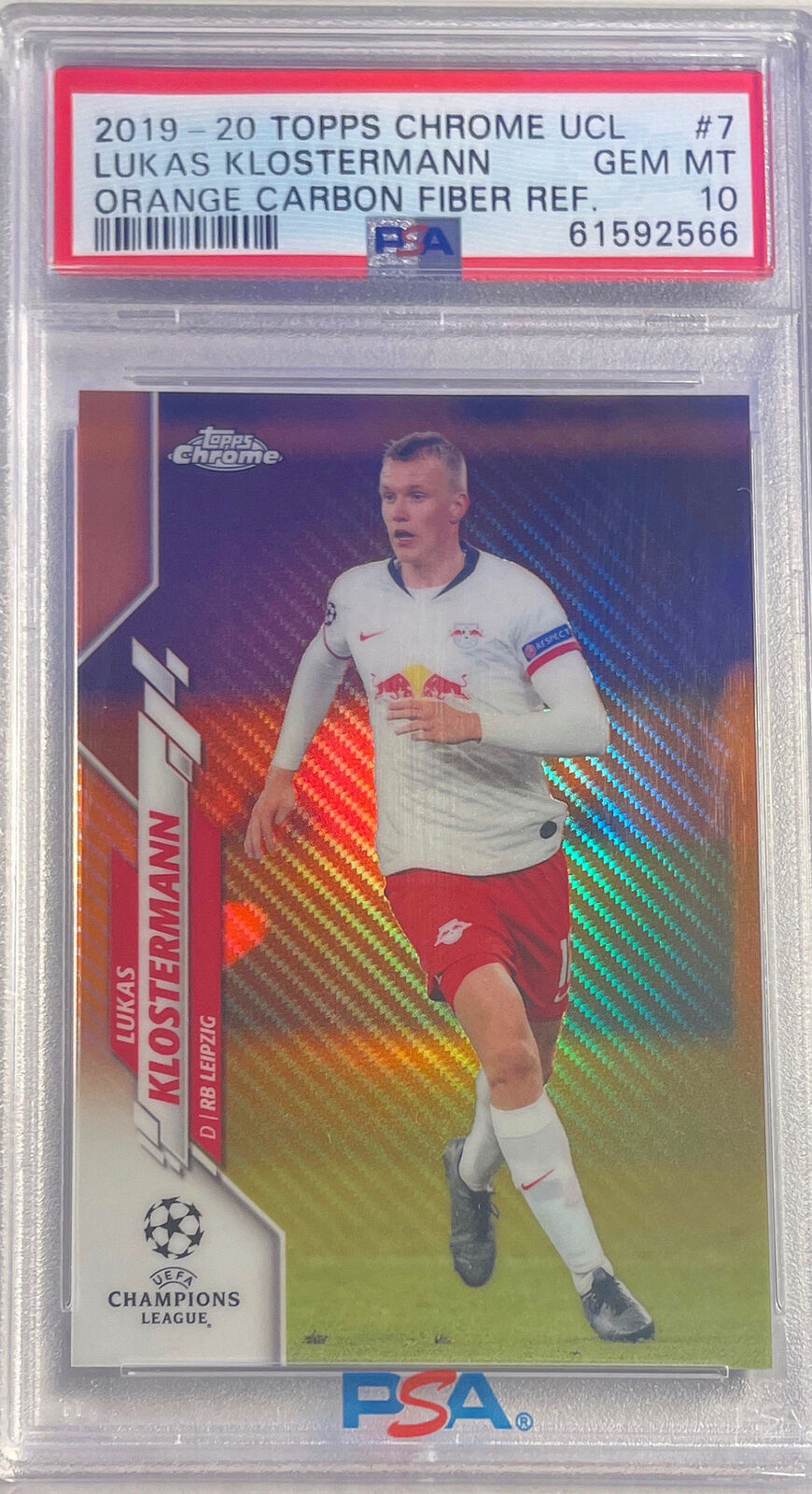 LUKAS KLOSTERMANN 2019-20 TOPPS CHROME ORANGE FIBER REFRACTOR #7 PSA 10 POP 1/1