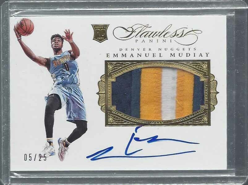 EMMANUEL MUDIAY 2015-16 FLAWLESS GOLD RPA JUMBO 3 COLOR PATCH AUTO RC #D 5/25