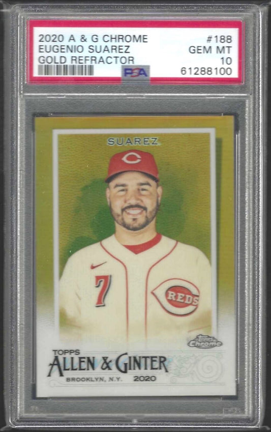 EUGENIO SUAREZ 2020 TOPP CHROME ALLEN & GINTER GOLD REFRACTOR /50 PSA 10 POP 1/1