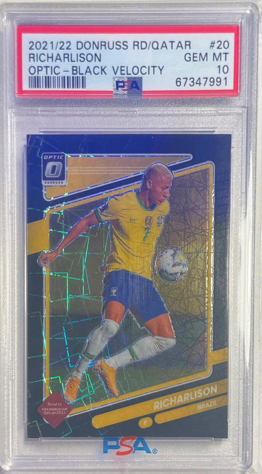 RICHARLISON 2021-22 DONRUSS OPTIC ROAD QATAR BLACK VELOCITY /25 PSA 10 POP 1/1