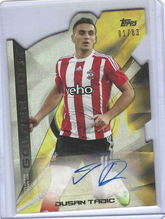 DUSAN TADIC 2014-15 TOPPS PREMIER GOLD GOLDEN BOOT DIE CUT AUTO #D 01/83
