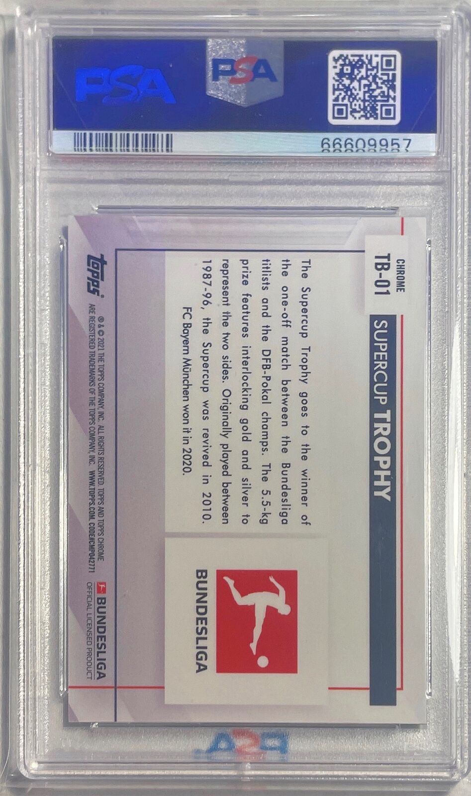 SUPERCUP TROPHY 2021-22 TOPPS CHROME BUNDESLIGA SP #TB01 PSA 10 GEM MINT POP 1/1