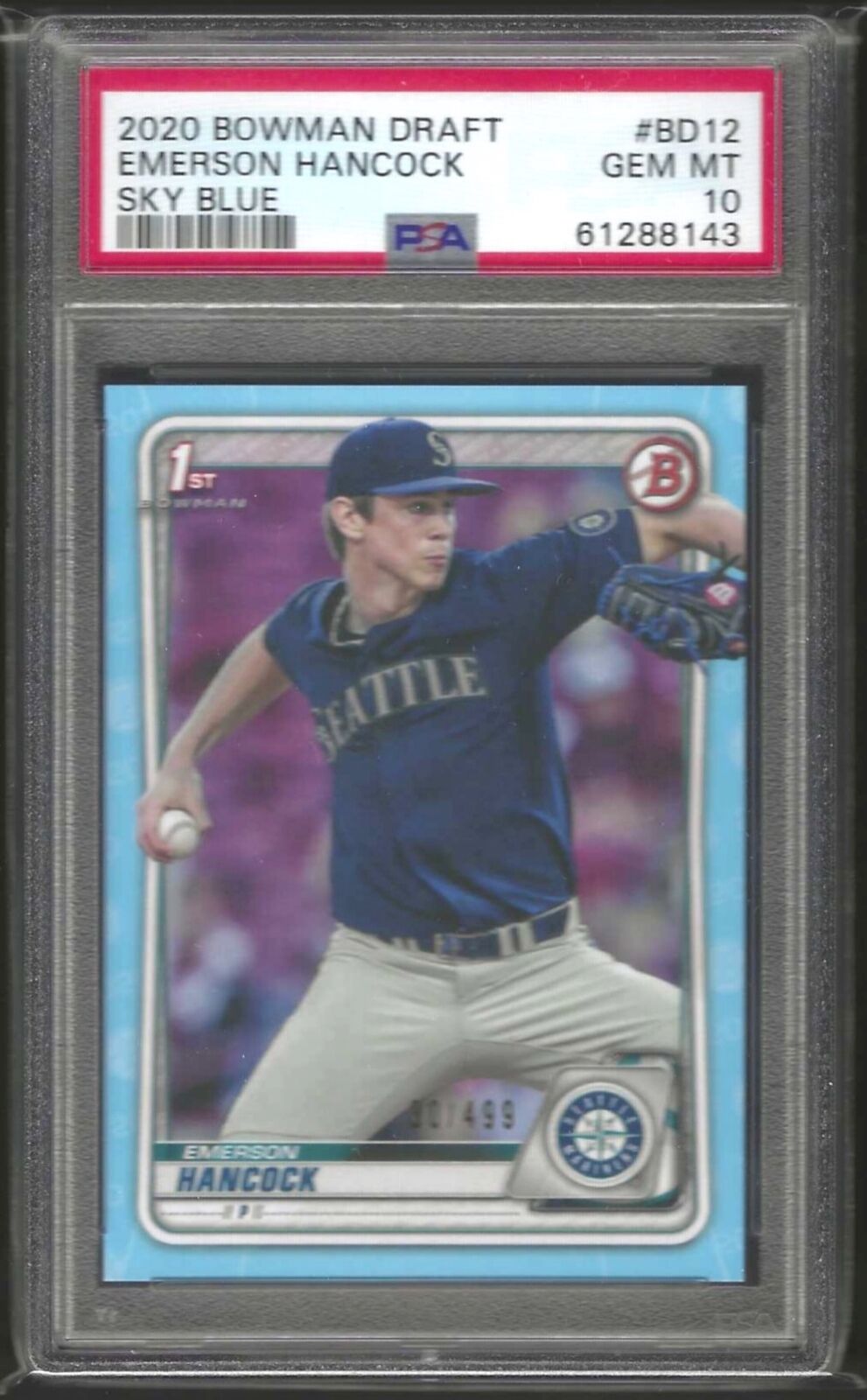 EMERSON HANCOCK 2020 BOWMAN DRAFT SKY BLUE PAPER 1ST PROSPECT /499 PSA 10 POP 2