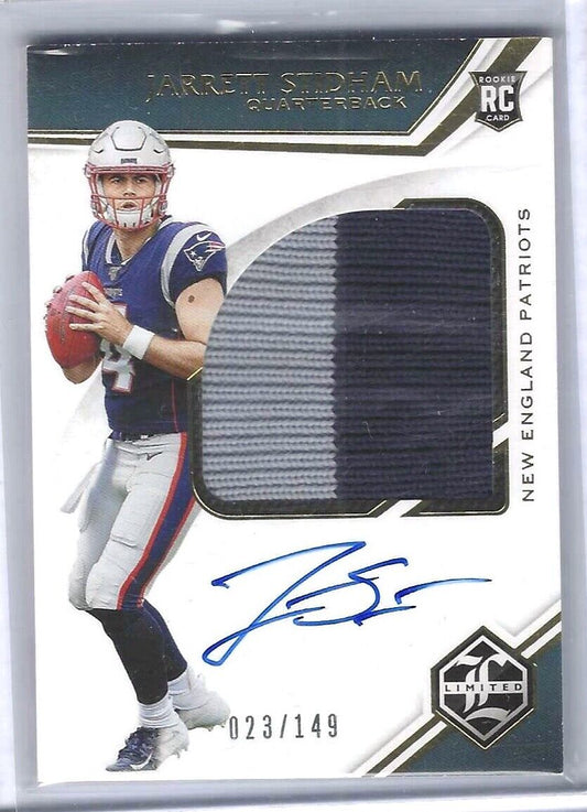 JARRETT STIDHAM 2019 PANINI LIMITED ROOKIE JUMBO RPA PATCH AUTO RC #D 023/149