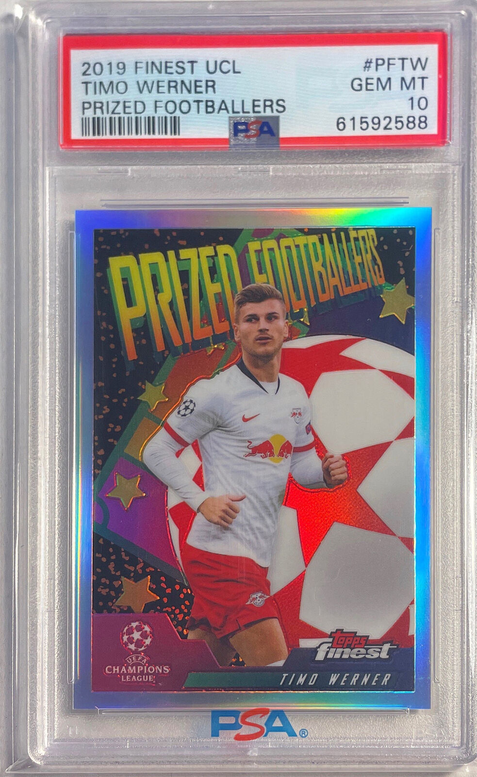 TIMO WERNER 2019-20 TOPPS FINEST UCL PRIZED FOOTBALLERS REFRACTOR PSA 10 POP 38