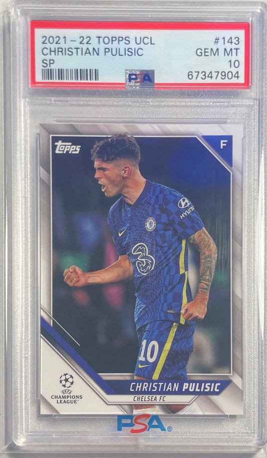 CHRISTIAN PULISIC 2021-22 TOPPS UCL SP PHOTO VARIATION #143 PSA 10 GEM POP 3