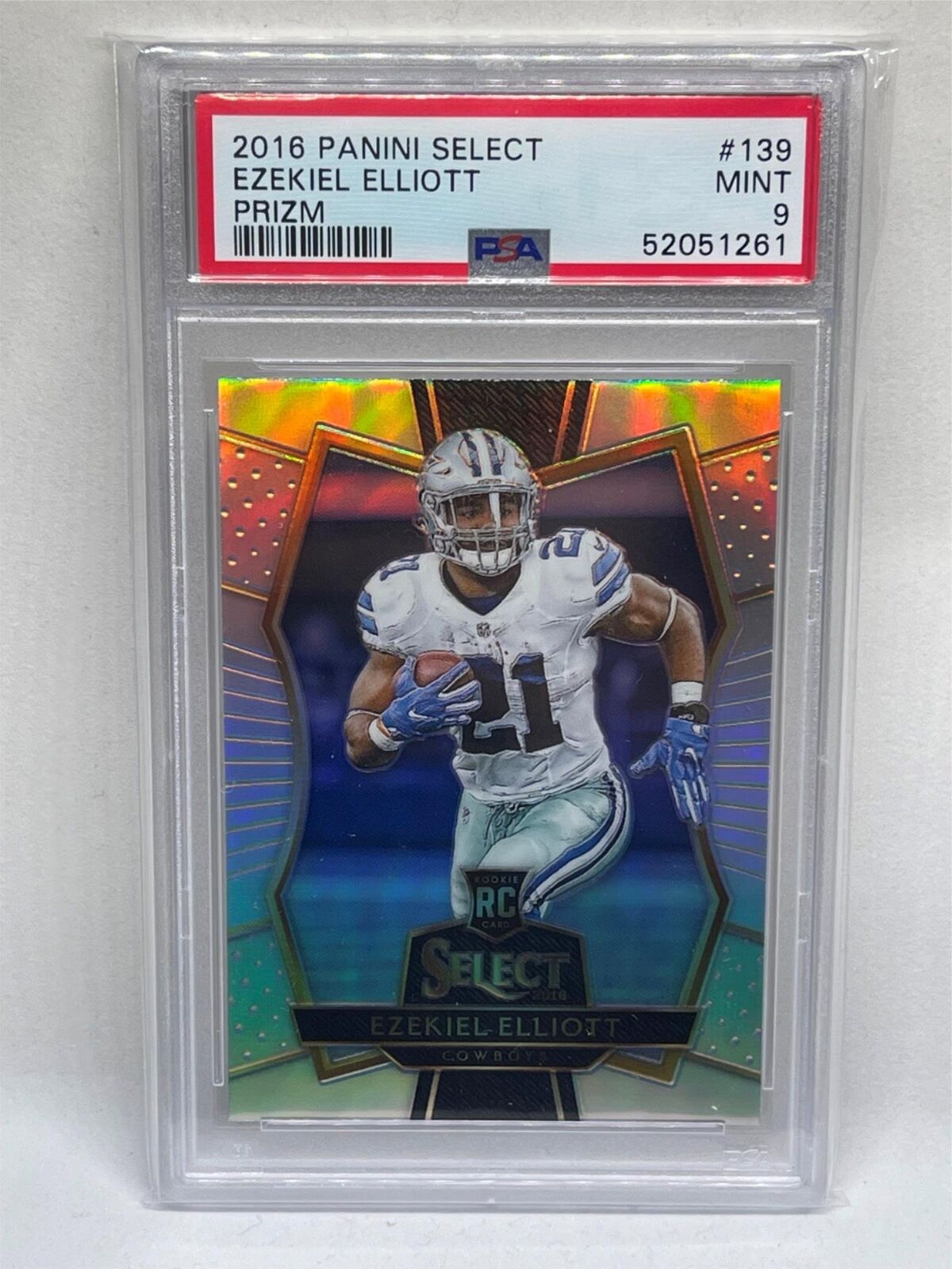 EZEKIEL ELLIOT 2016 PANINI SELECT SILVER PRIZM ROOKIE RC #139 PSA 9 MINT