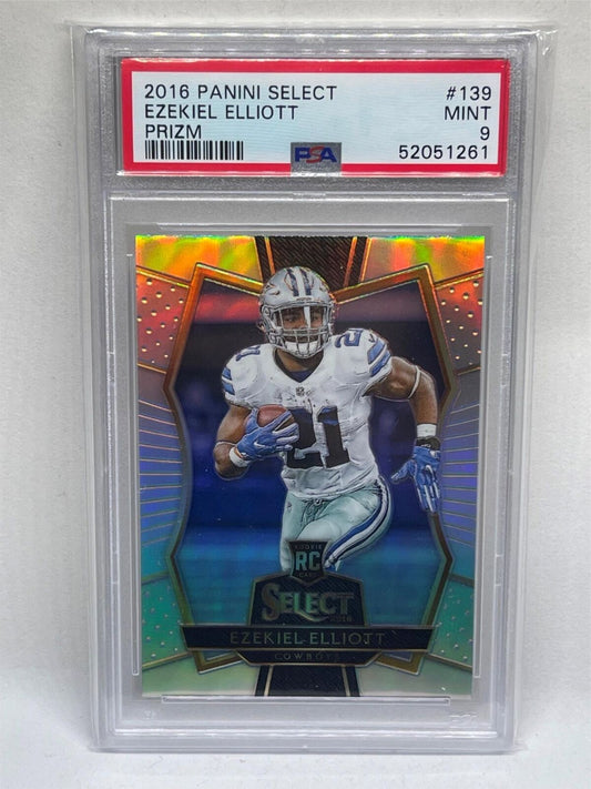 EZEKIEL ELLIOT 2016 PANINI SELECT SILVER PRIZM ROOKIE RC #139 PSA 9 MINT