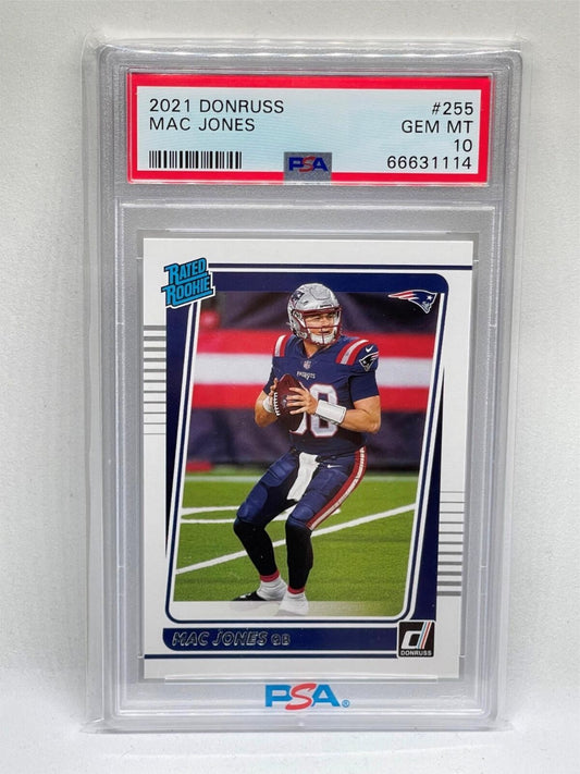 MAC JONES 2021 PANINI DONRUSS RATED ROOKIE RC #255 PSA 10 GEM MINT
