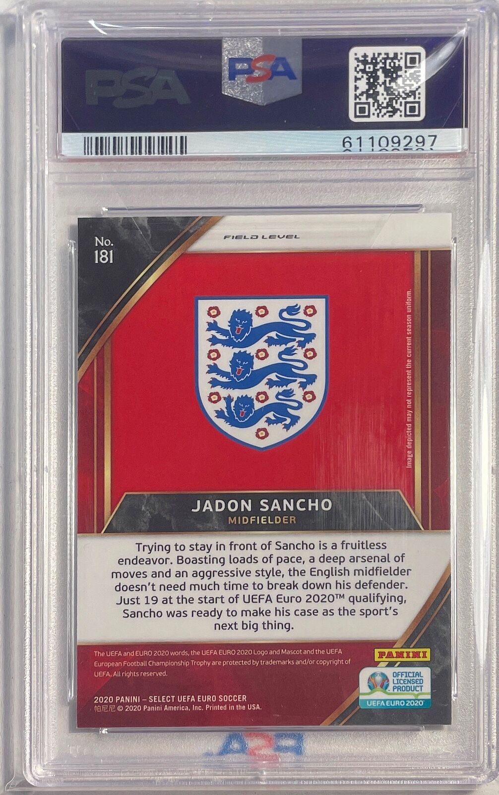 JADON SANCHO 2020-21 PANINI SELECT UEFA EURO COLOR VARIATION SP #181 PSA 10 GEM