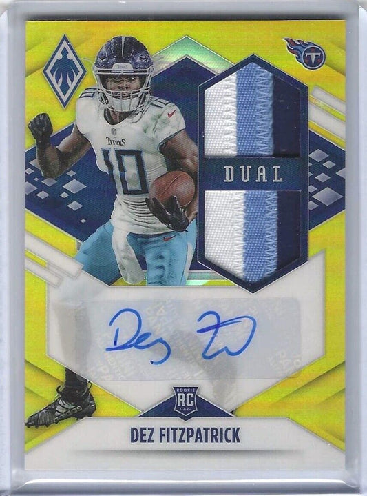 DEZ FITZPATRICK 2021 PANINI PHOENIX YELLOW ROOKIE DUAL PATCH AUTO RC #D 50/75