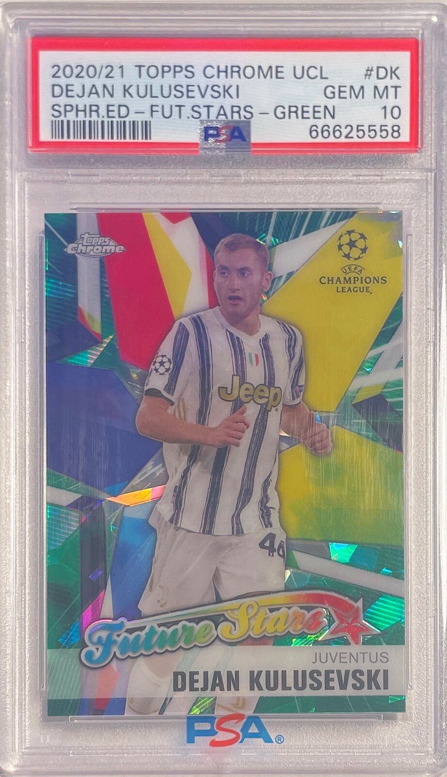 DEJAN KULUSEVSKI 2020-21 TOPPS CHROME SAPPHIRE GREEN REFRACTOR /75 PSA 10 POP 2