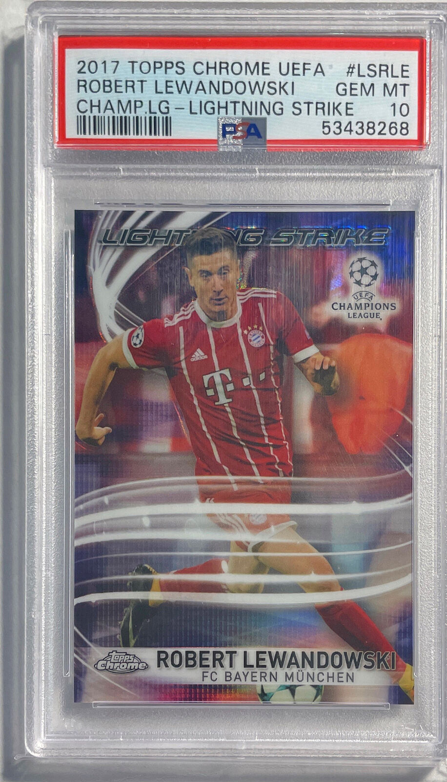 ROBERT LEWANDOWSKI 2017 TOPPS CHROME LIGHTNING STRIKE REFRACTOR PSA 10 POP 27