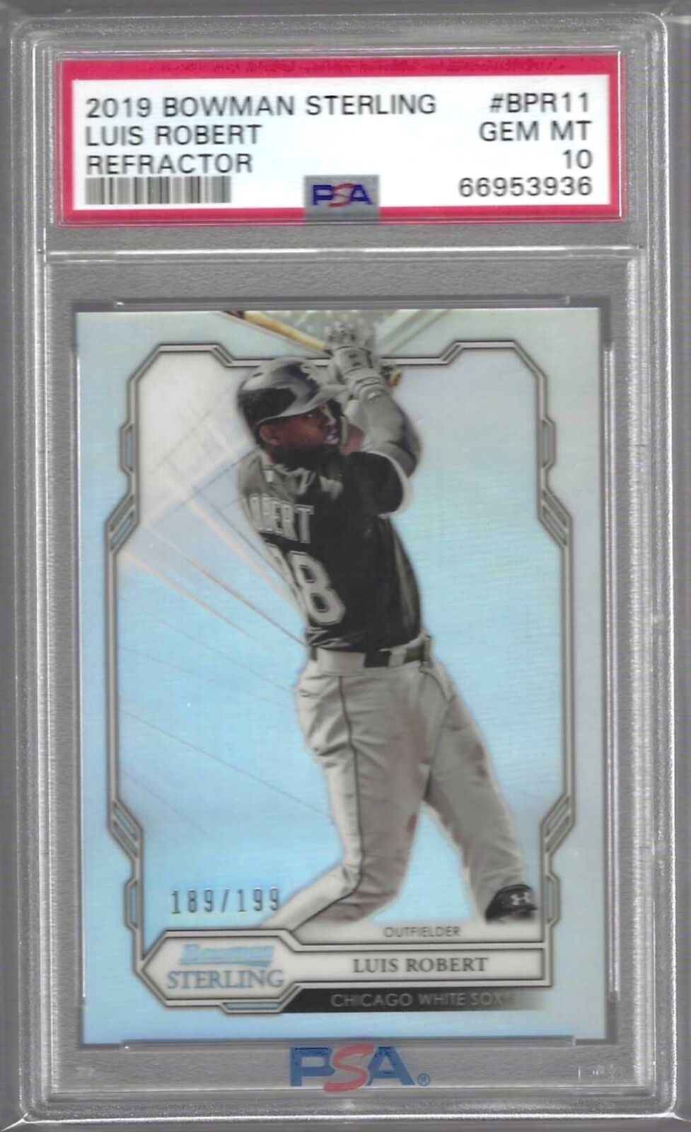 LUIS ROBERT 2019 BOWMAN STERLING REFRACTOR PROSPECT /199 PSA 10 GEM MINT POP 9
