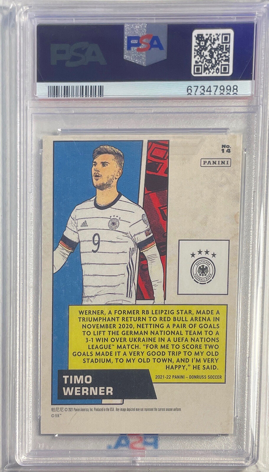 TIMO WERNER 2021-22 DONRUSS ROAD TO QATAR NET MARVELS #14 PSA 10 GEM POP 1/1