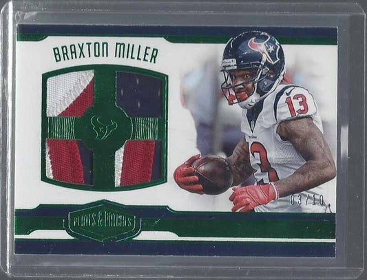 BRAXTON MILLER 2016 PLATES & PATCHES GREEN QUAD TEXANS ROOKIE PATCH RC #D 3/10