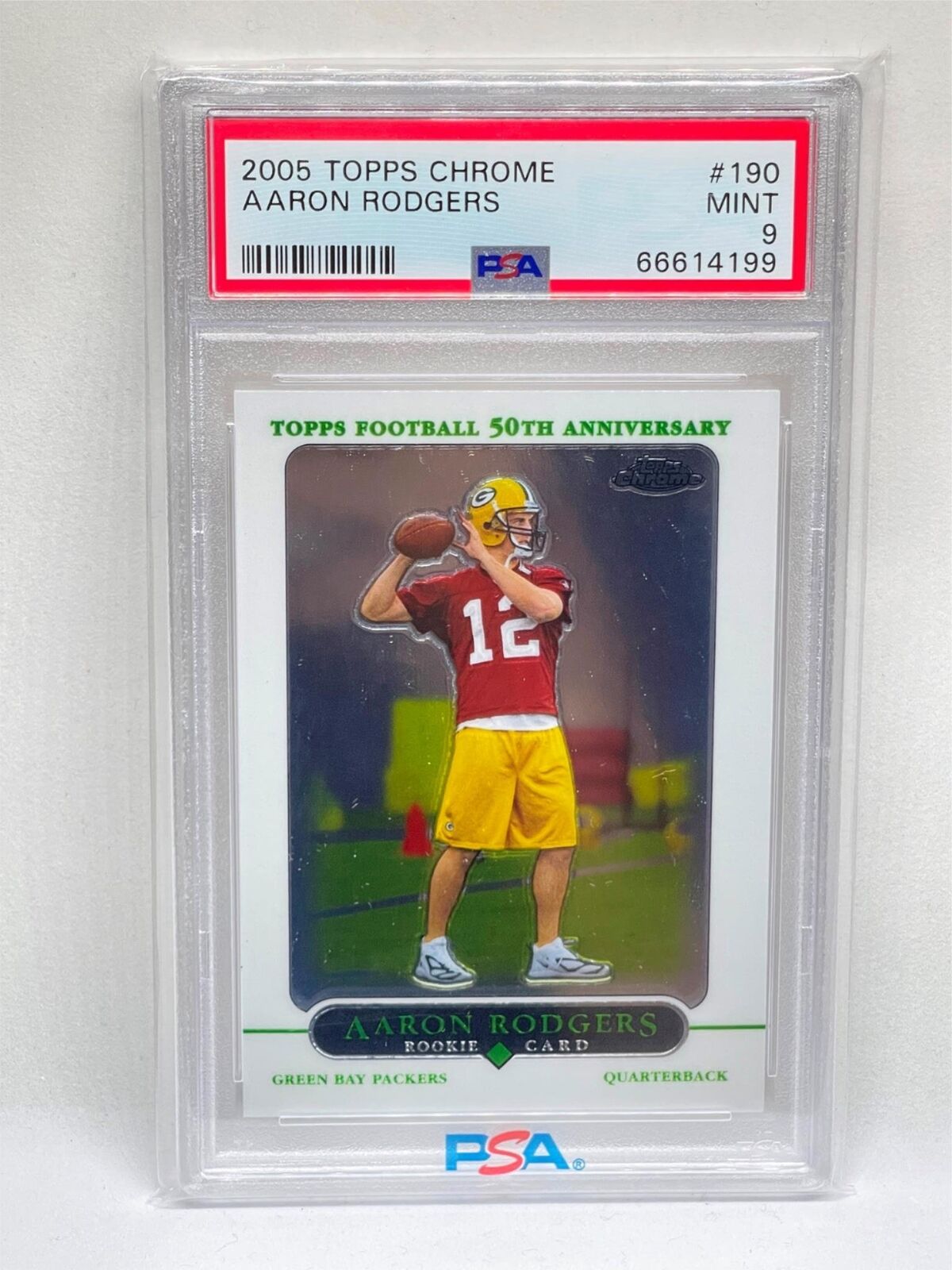 AARON RODGERS 2005 TOPPS CHROME ROOKIE RC #190 PSA 9 MINT