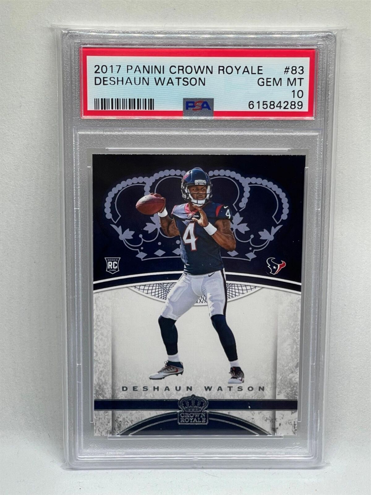 DESHAUN WATSON 2017 PANINI CROWN ROYALE ROOKIE RC #83 PSA 10 GEM MINT