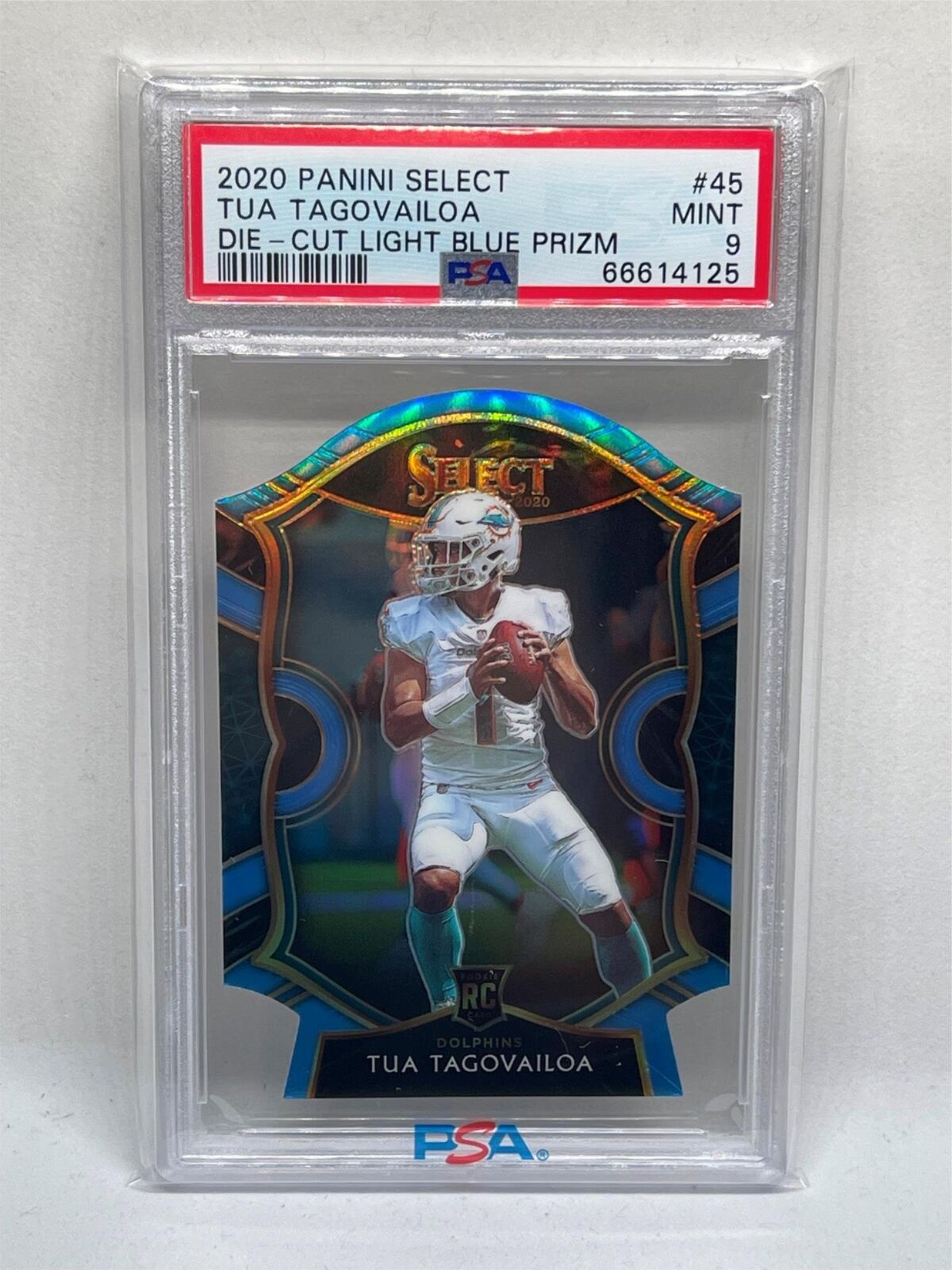 TUA TAGOVAILOA 2020 SELECT CONCOURSE LIGHT BLUE PRIZM DIE CUT RC #45 PSA 9 MINT