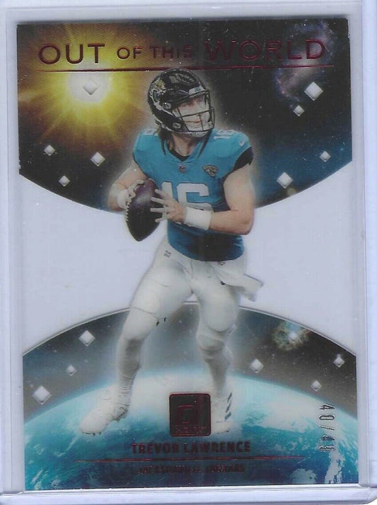 TREVOR LAWRENCE 2021 PANINI CLEARLY DONRUSS OUT OF THIS WORLD RED FOIL RC #D /49