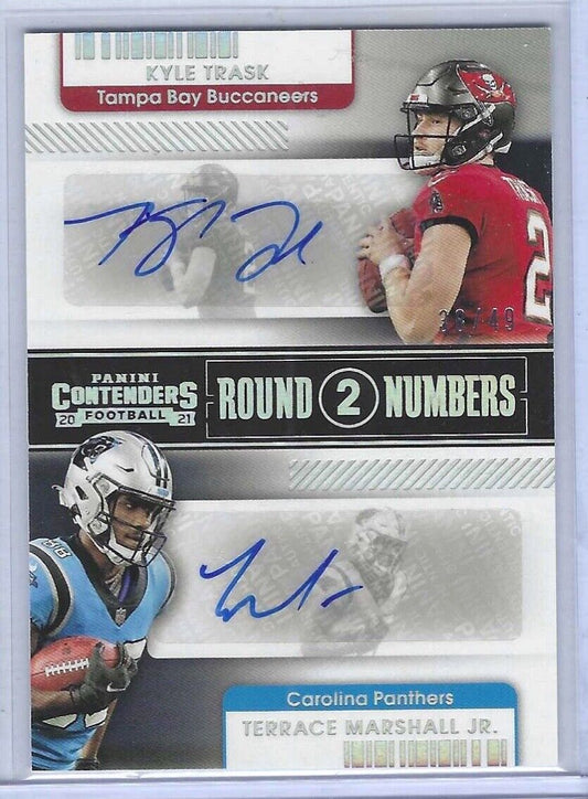 KYLE TRASK TERRACE MARSHALL JR 2021 PANINI CONTENDERS DUAL ROOKIE AUTO RC #D /49