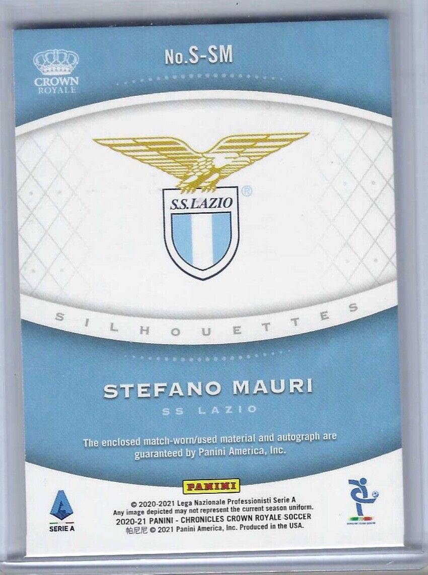 STEFANO MAURI 2020-21 PANINI CHRONICLES CROWN ROYALE PATCH AUTO #D 297/344