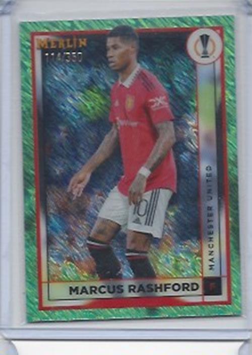 MARCUS RASHFORD 2022-23 TOPPS MERLIN CHROME GREEN SHIMMER REFRACTOR #D 114/350