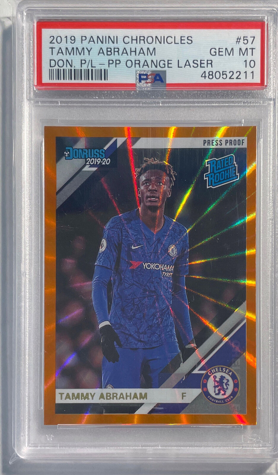 TAMMY ABRAHAM 2019 PANINI CHRONICLES ORANGE LASER RC #57 PSA 10 GEM MINT POP 15