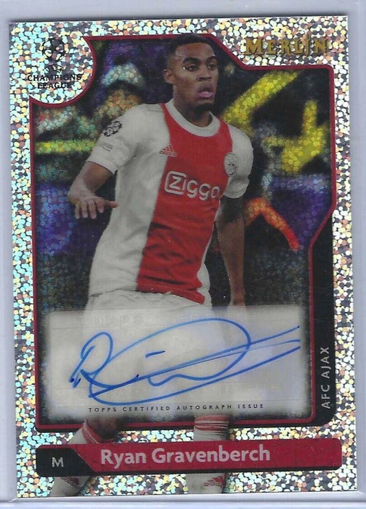RYAN GRAVENBERCH 2021-22 TOPPS MERLIN CHROME SPECKLE REFRACTOR AUTO #D 149/150