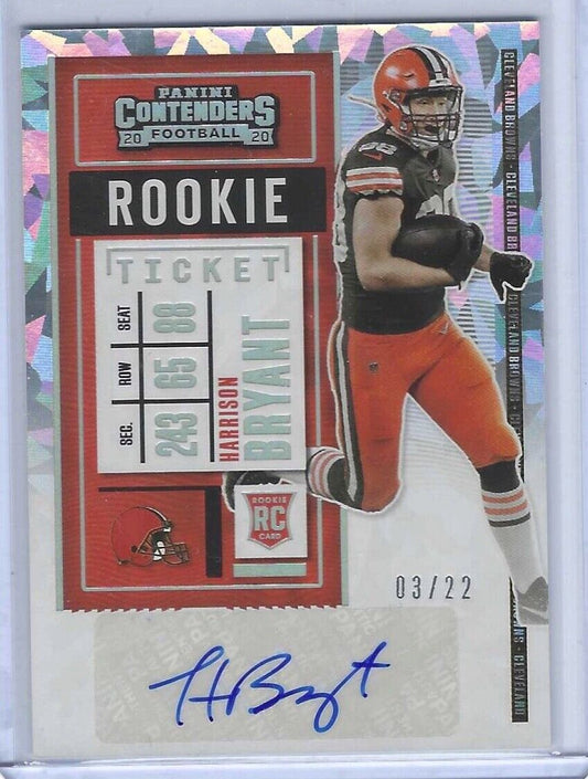 HARRISON BRYANT 2020 PANINI CONTENDERS CRACKED ICE ROOKIE TICKET AUTO RC #D 3/22