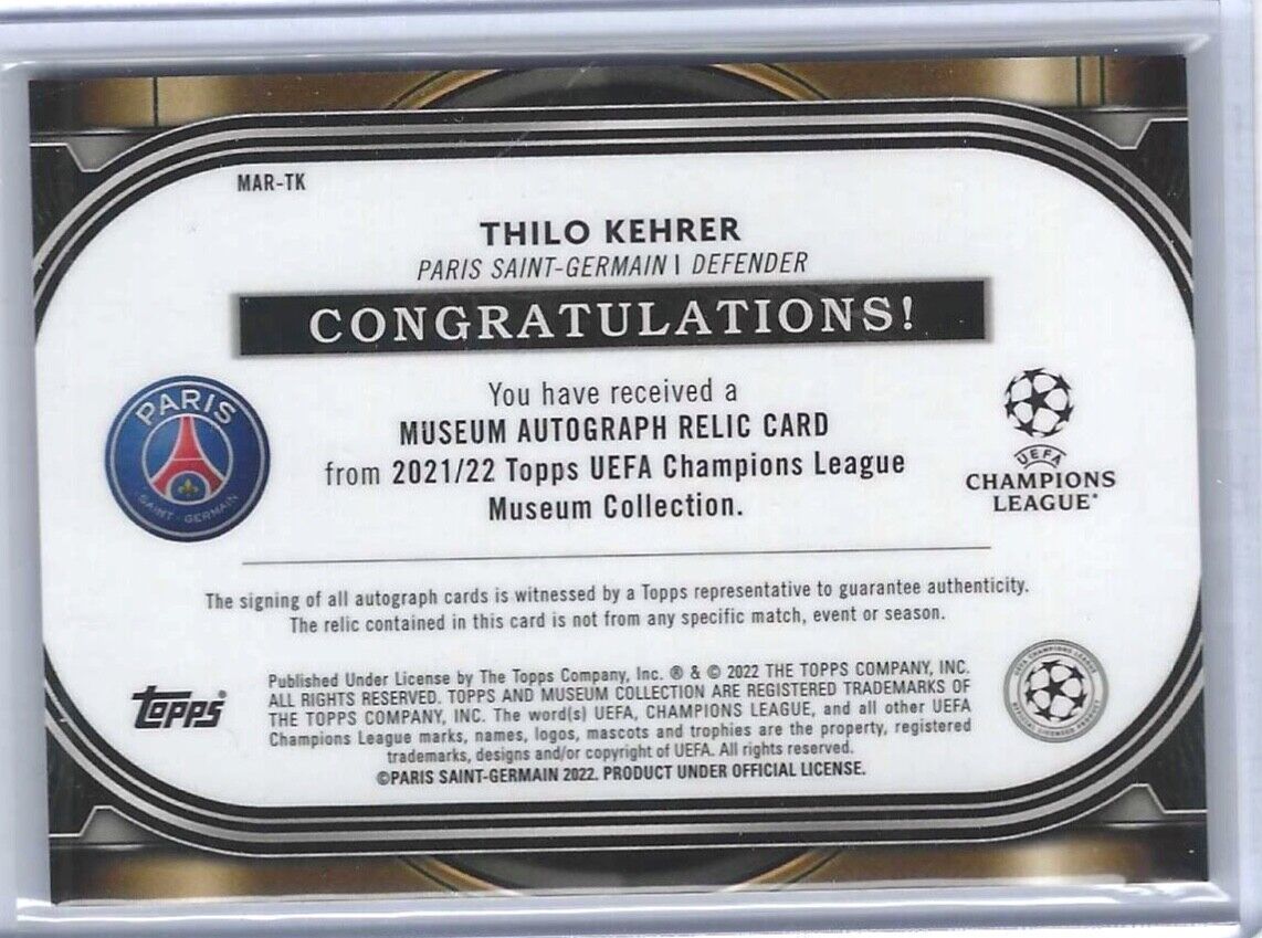 THILO KEHRER 2021-22 TOPPS MUSEUM COLLECTION DUAL PATCH AUTO #D 92/99