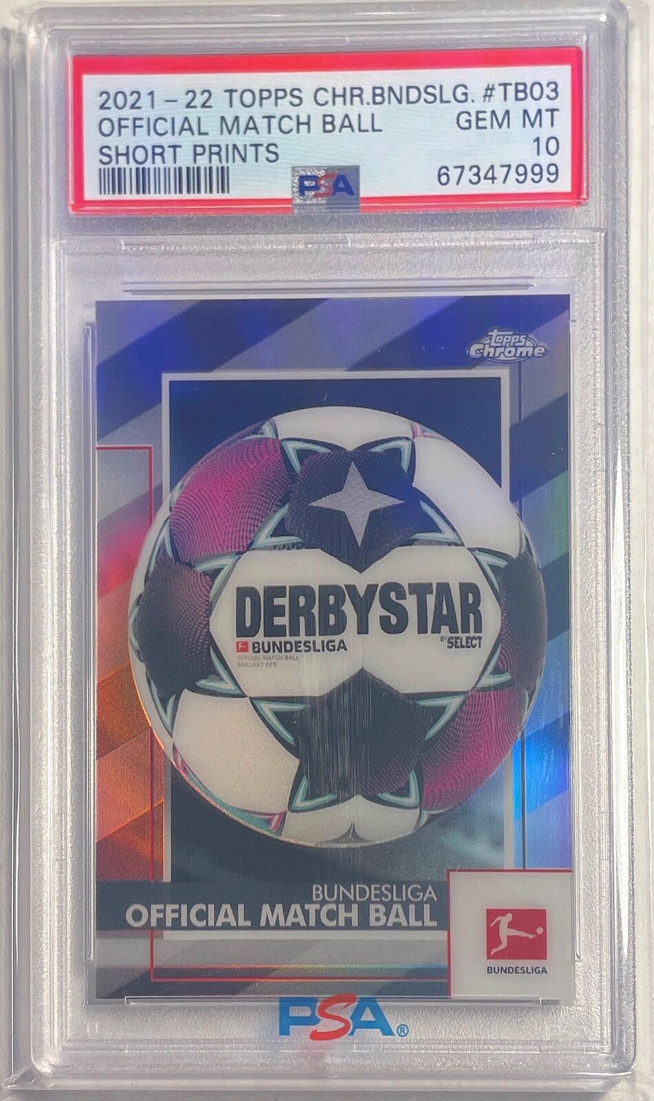 OFFICIAL MATCH BALL 2021-22 TOPPS CHROME BUNDESLIGA SP #TB03 PSA 10 GEM POP 1/1