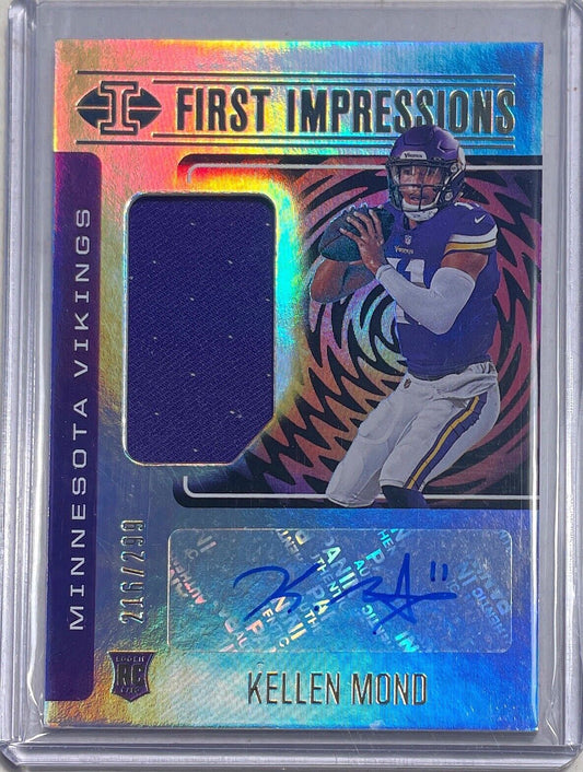 KELLEN MOND 2021 PANINI ILLUSIONS FIRST IMPRESSIONS PATCH AUTO RC #D 216/299