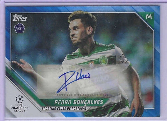 PEDRO GONCALVES 2021-22 TOPPS UEFA BLUE FOIL ROOKIE AUTO RC #D 15/99
