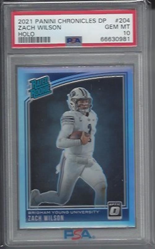 ZACH WILSON 2021 PANINI CHRONICLES RATED ROOKIE OPTIC HOLO RC #204 PSA 10 POP 4