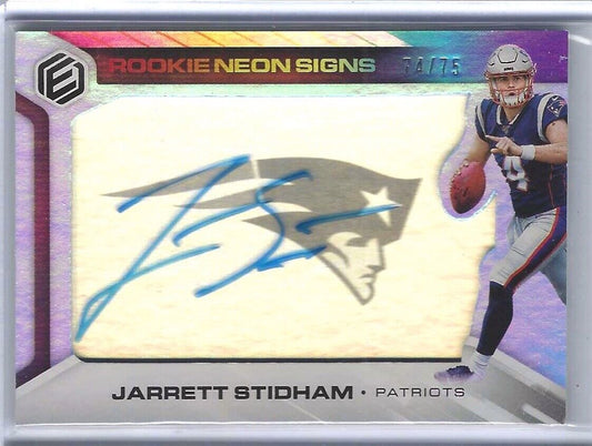 JARRETT STIDHAM 2019 PANINI ELEMENTS ROOKIE NEON SIGNS BLUE AUTO RC #D /75