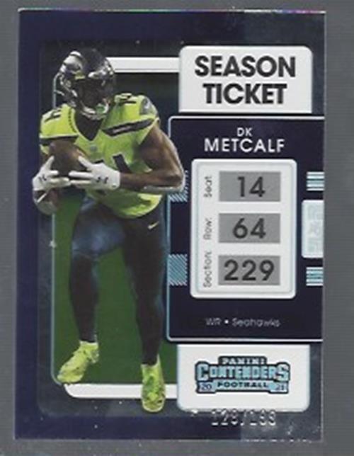 DK METCALF 2021 PANINI CONTENDERS SEASON TICKET SILVER FOIL #D 128/199
